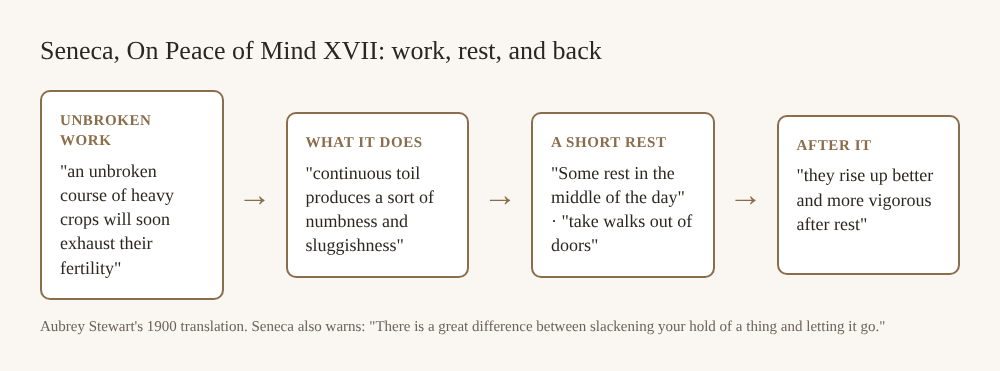 A four-box diagram: unbroken work, numbness, a short rest, then rising up more vigorous